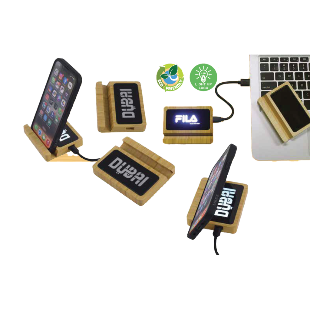 PORTABLE EXTERNAL HARD DRIVE MOBILE STAND WITH LIGHT UP LOGO