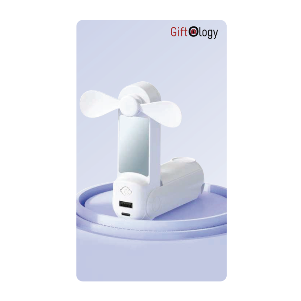 5-IN-1 Powerbank, Hand Fan, Torch, Phone Stand & Mirror