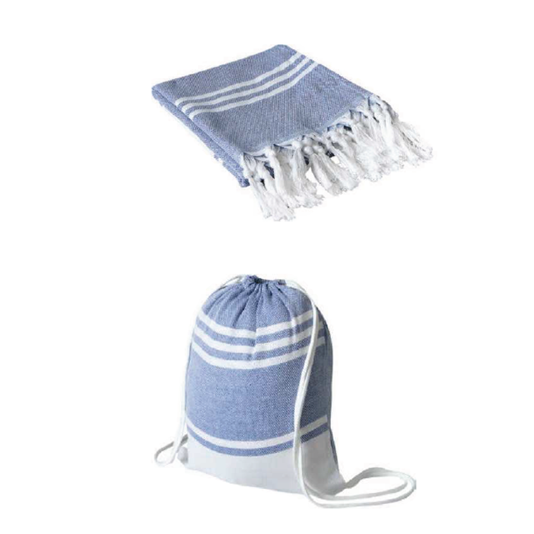 Beach towel with drawstring bag